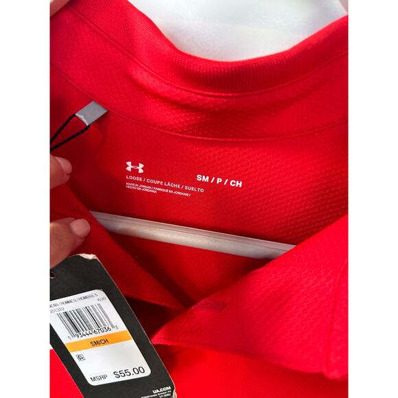 NWT Under Armour Men's Short Sleeve Loose Fit Polo Performance Golf Red Size SM - Picture 7 of 10